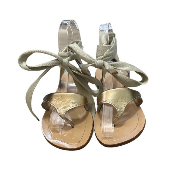 Sarah Flint Grear Ankle Wrap Tie Sandals Handmade in Italy Size 9 - Picture 2 of 9
